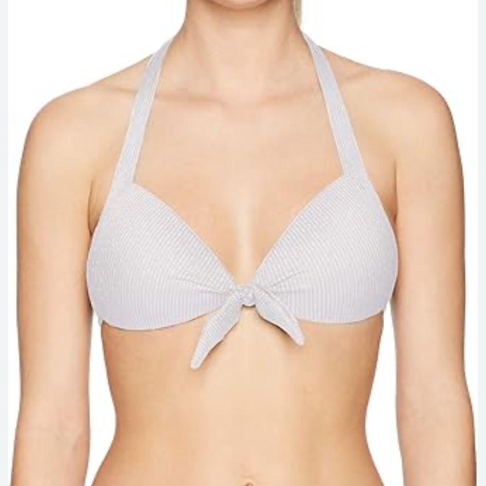 Luli Fama Lola Halter Push Up Bikini Top - White - XS